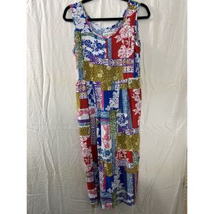 Jams World Floral Flowy Tank Dress‎ Pockets Womens Sz S Vacation Beach Coconut
